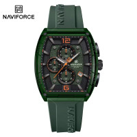 NAVIFORCE NF6101 Silicone Strap Casual Fashion Outdoor Sports Luminous Chronograph Dial Quartz Watch For Men - Black & Green